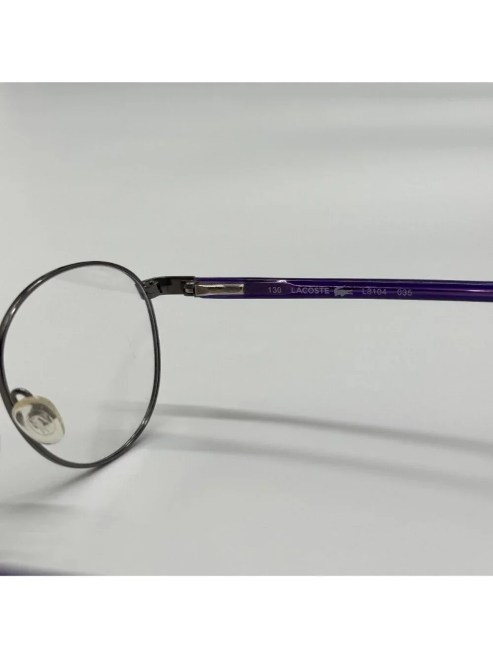 Lacoste Kid Eyeglasses L3104 035 Round Purple Gray Metal NEW